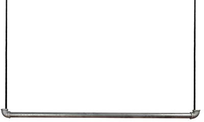 1x Natural Goods Berlin Hängegarderobe Pipe GARD Swing | frei hängende Industrial Vintage Kleiderstange Deckenmontage am 5m Seil höhenverstellbar | Wasserrohre Fitting | DIY (90cm, schwarzes Seil)