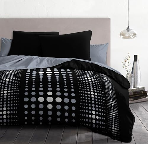 Home Linge Passion –Parure de Couette 220x240 cm – Housse imprimée + taie – Douce, légère et Facile d'entretien – Motifs Modernes – Steevy