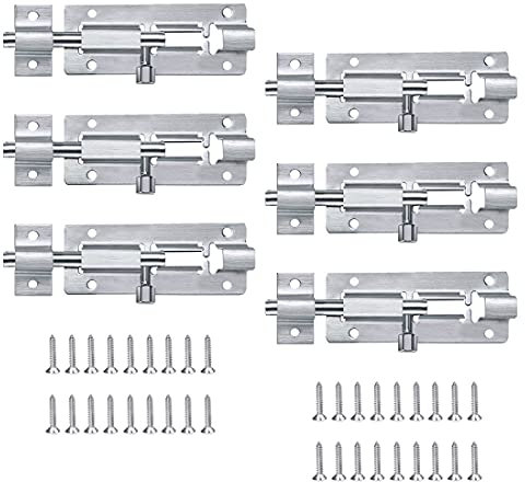 Türriegel Edelstahl, Riegelschloss Klein, 6 Stück 3 inch Türriegel, Riegel Schieberiegel,Edelstahl riegelschloss, Tür Riegel Schiebeschloss Für Gartentor Flächenbündige Türen mit Schrauben