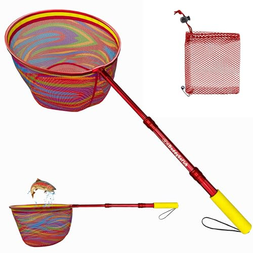 Kids Fishing Net, Fishing Net For Kids, Crabbing Equipment & Bait Pouch | Extendable Telescopic Kids Fishing Net - Crab, Minnow, Beach Net For Frogs, Fish, Crabbing Butterfly Catching with Bait Pouch