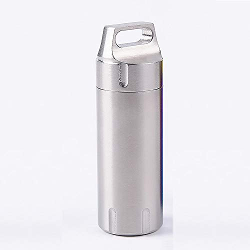 Wasserdichte Pillendose Schlüsselanhänger, Mini Kapsel Pillenbox Wasserdichte aus Edelstahl für Outdoor-Camping, Wandern, Klettern, usw Auch Ideal zum Aufbewahren, wie Schlüssel, Brieftasche