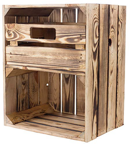 Caisse en bois flammé avec tiroir - Style rustique vintage - 50 x 40 x 30 cm