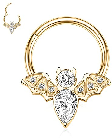 AROWRO 16 g rostfritt stål septum clicker daith rook tragus helix brosk lobe septum piercing smycke orm/pyramid/pil/stjärna design fällbar segmentring, Rostfritt stål
