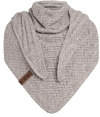 Knit Factory - Sally Trekantssjal - Light Grey/Beige - 220x85 cm