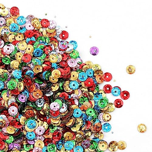 Jagowa 100g Bulk Loose Sequins Colourful Shiny Round Cup Iridescent Beads for DIY Crafts Sewing Slime Wedding Decoration