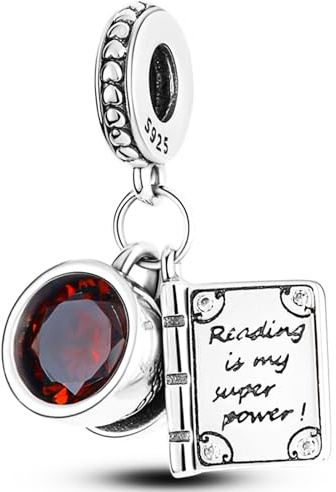 Charms et Perles en argent sterling 925 pour bracelet Breloque perles livre de café Pendentif Passeport Bijou d'anniversaire Charm pour femme