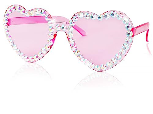 GEBETTER Occhiali a Forma di Cuore Stile Hippie Rosa - Divertenti per Feste, Compleanno, Carnevale, Matrimonio, Addio al Nubilato - Gadget per Bambini e Adulti