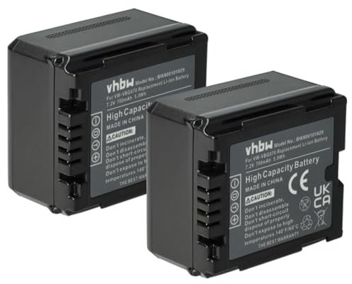 vhbw 2X Batterie Compatible avec Panasonic HDC-HS9, HDC-HS3000, HDC-HS700 caméra vidéo caméscope (700mAh, 7,2V, Li-ION) avec Puce d'information