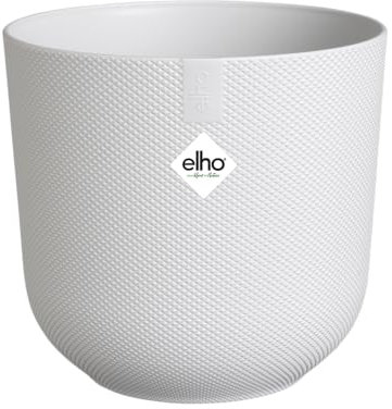 Elho Jazz Round Ø 14cm - Petit Pot de Fleurs d'Intérieur - Plastique 100% Recyclé - Structure Unique - Ø 14.2 x H 13.1 cm - Blanc/Blanc Soie