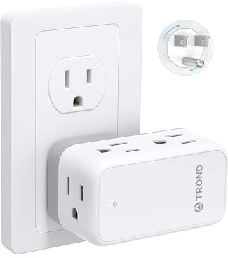 TROND Outlet Extender with 360 Rotating Plug, 6 AC Outlet Splitter, Turn One into Multiple Sideways Plug Adapter, Small Power Extension for Home Office Travel Cruise Ship Essentials