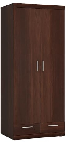 Lomadox Kleiderschrank 80 cm mit 2 Türen Nussbaum Schrank Garderobenschrank Schlafzimmer Flur Garderobe Diele Kleiderstange