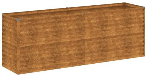 Hommdiy Hochbeet 196x50x69 cm Wetterfest Pflanzkasten mit viel Platz, Pflanzkübel Blumenkasten für Balkon Garten, Blumenkübel Gemüsebeet, Cortenstahl
