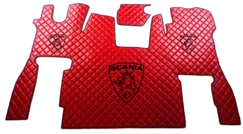 KRAMTRUCK - Fußmatten kompatibel mit Scania S ab 2017 - gummimatten Auto - Passend zu Scania Automatten - Auto teppiche - Fester Beifahrersitz (Rot)