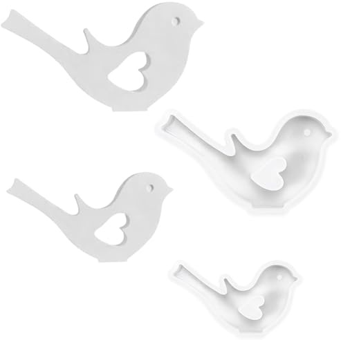 2 Pcs Silicone Mould Vogel Kerzenhalter,Vogel-Epoxidharz-Form,Silicone Moulds Casting Moulds Bird Candle Holder,Vogel Kerzenleuchter Gussform,Beton Gießform,Für Diy Dekoration