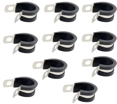 NICAVKIT Lot de 10 serre-câbles en caoutchouc P - 10 mm - Colliers de serrage - Colliers de serrage - En acier inoxydable - Kit de serre-câbles en fil métallique