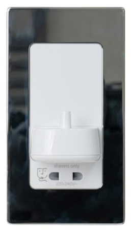 Evoges In-Wall Electric Toothbrush Charger, Compatible with Oral-B & Braun, supplied with additional M3.5 75mm Length Flat Head Screws, by Proofvision (Polished Steel, Single + Shaver)