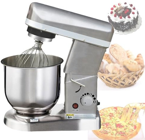 Quixnova Batteur sur Socle Professionnel, Grand Bol, Batteur à œufs, Crochet pétrisseur et Fouet en Acier Inoxydable, mélangeur de Cuisine pour Boulangerie, pâtisserie, 3 Vitesses réglables,7L