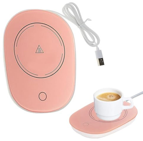 Scalda Tazza USB, Scaldatazze da Caffè, Sottobicchiere Elettrico per Bevande, Utilizzabile per Caffè, Latte, Tè, Acqua, Regalo di Natale, Ideale per la Stagione Invernale, Rosa