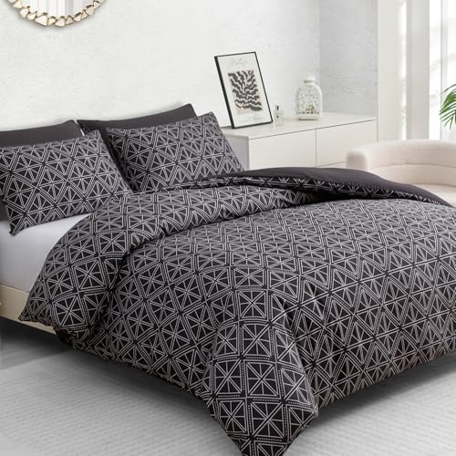 Pamposh Double Duvet Set – Brushed Microfiber Double Duvet Cover - Hypoallergenic Quilt Cover Bedding Sets 3 Pcs With Zipper Closure For All Seasons