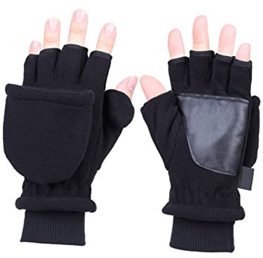 GALPADA Erwachsene Halbfinger Handschuhe Aus Zwei Schichten Winddicht Und Warm Mit Touchscreen-funktion Für Outdoor-aktivitäten Fahren Und Radfahren Schwarz Männer