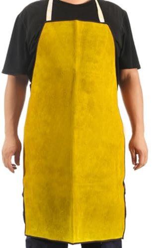 Cow Leather Aprons, Heat Resistant Welding Apron Splashproof Welder Protection Work Apron for Cutting, Grinding, Woodworking