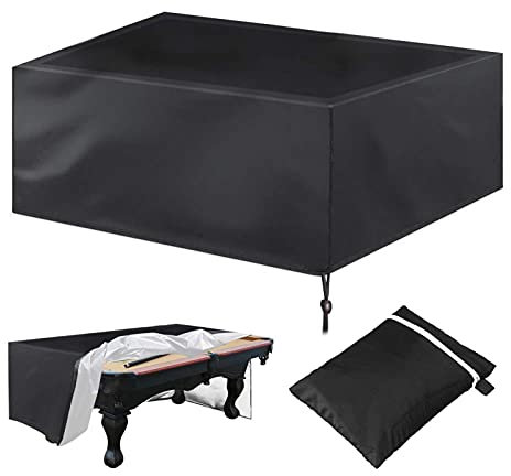 Waterproof Outdoor Pool Table Cover for 8ft Billiard Tables Durable Anti UV Rectangle Table Cover with Drawstring and Storage Bag Black 102x53x32in