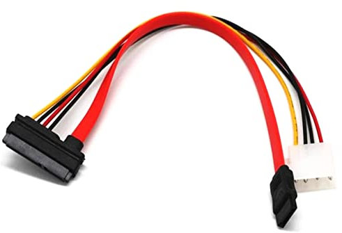 XAGMODSHN Câble SATA Combo 15 broches d'alimentation et câble de données 7 broches Molex 4 broches vers Serial ATA adaptateur IDE lecteur optique cordon d'alimentation