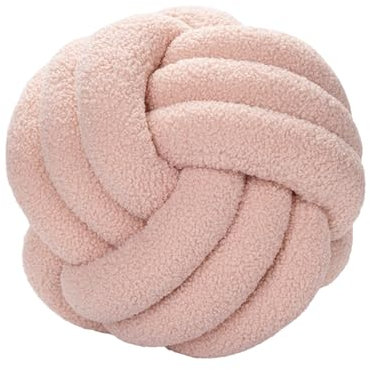 Fiauli Geknotetes Kugel-Wurfkissen, handgewebtes dekoratives geknotetes Kugel-Lammsamt, weiches, bequemes Knotenkissen, Plüsch-Bettkissen, Dekoration für Zuhause, Schlafzimmer, Sofa Rosa