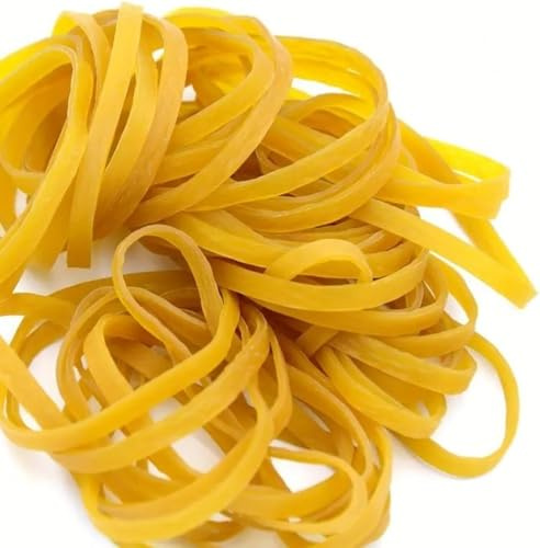 NBIWTOWO 350 Count Yellow Rubber Bands, 4mm Wide, 8cm Circumference, Office Products