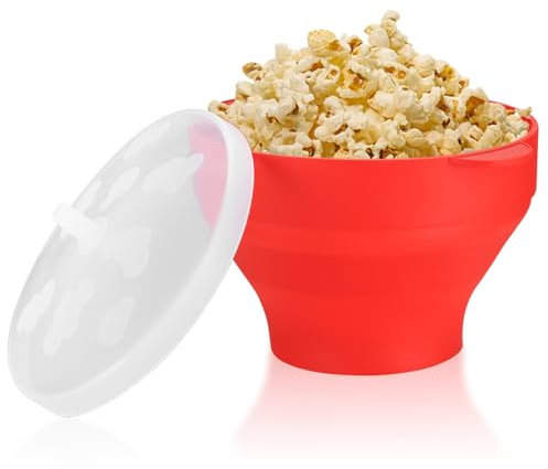 Große Popcorn Mikrowelle, Faltbar Popcorn Maker, Silikon Popcorn Behälter, Popcorn Schüssel mit Deckel, Popcorn Topf, BPA-frei Ohne Öl Popcorn Popper für Mikrowelle, Haus, Küche, Party