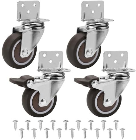 4 Pcs Roulettes Pivotantes de 50mm, Roulettes pour Meubles avec Frein Roulette Charge Lourde Maximale 120 KG Roulettes Industrielles à 360°Pour Bibliothèque Armoire Table l'intérieur et l'extérieur
