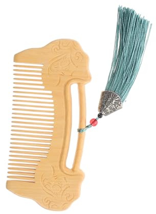 FRCOLOR Handmade Boxwood Comb with Fine and Wide Teeth Ruyi Lock Carving Wooden Massage Comb for Hair and Beard Grooming Scalp Care Women’s Styling Tool
