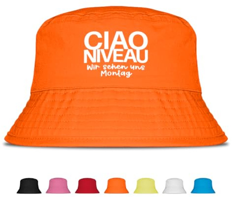 Ciao Niveau bis Montag - Lustiger Fischerhut – Der perfekte Sonnenhut für Herren & Damen – Ideal als Malle-Outfit, Party-Accessoire & Festival-Eimerhut für den Strand
