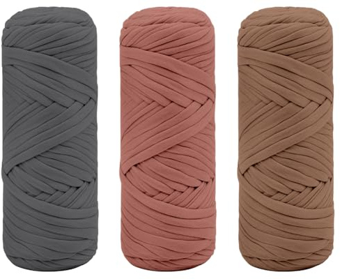 Maxee 600g T-Shirt Garn – 3 er Pack (je 200g/75m), Weiches Beilaufgarn zum Häkeln & Stricken – Farbintensiv & pflegeleicht, Ideal für Häkeltaschen/Körbe/Teppiche DIY Projekte, Handarbeiten und Deko