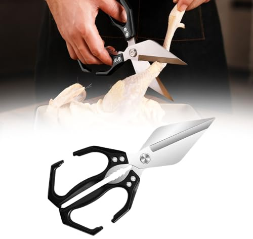 2026 Multifunctional Heavy-Duty Kitchen Shears, Upgraded 2 in 1 Kitchen Scissors All Purpose with Walnut Cracker, Heavy Duty Stainless Steel Cooking Shears with Ergonomic Handle for Food Meat