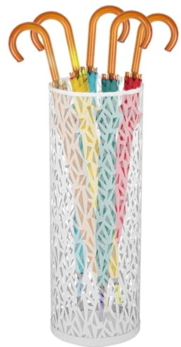 ATopoler Metal Umbrella Storage Holder,Hollow Creative&Decorative Umbrella Home Stand,for hallway storage Rack Home Hotel Office,6×6×16.5inch (white)
