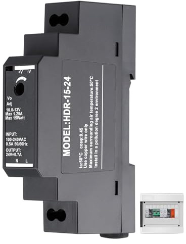 24V DC DIN Rail Power Supply,15W Switching Power Supply,100-240V AC Input | 0.63a rail mounted psu with overload & short circuit protection for control cabinets, LED systems, automation equipment