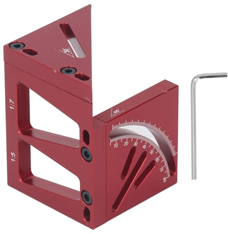 Righello di misurazione multiangolo 3D 45 Righello per linee di disegno da 90 gradi Goniometro quadrato per la lavorazione del legno in lega di alluminio per progetti fai da te di