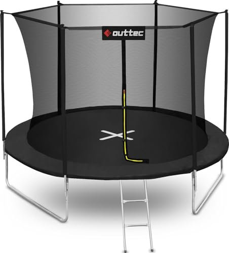 Outtec Gartentrampolin Inside Net 10ft (305cm) für Kinder - Trampolin Outdoor mit Innennetz, Leiter und Verzinkten Federn - Stabile und Wetterfeste Konstruktion