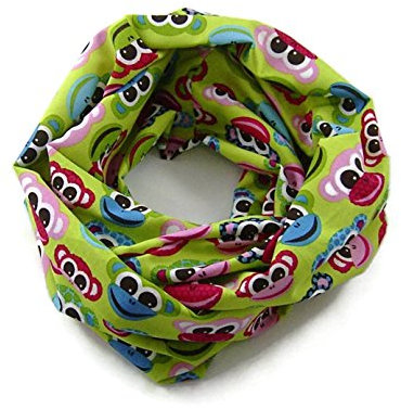 bettina bruder - Kinder-Loop Schlauchschal Affen grün bunt- 100% Baumwolle