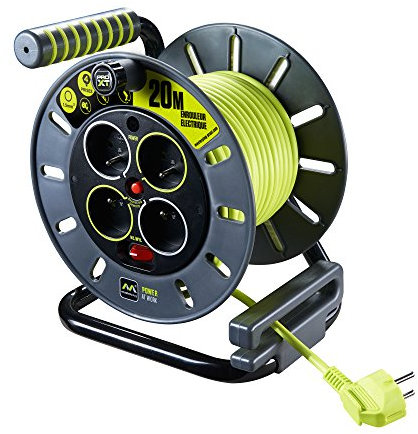 Masterplug Pro-XT Câble d'extension à quatre prises, 13 ampères, câble vert de 20 mètres