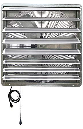 iLIVING 30 Wall Mounted Shutter Exhaust Thermostat Control-2 Speeds Vent Fan For Home Attic, Shed, or Garage Ventilation, 5088 CFM, 7500 SQF Coverage Area, Silver (ILG8SF30V-T)