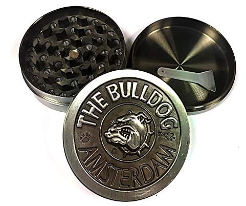 Bulldog Amsterdam Moulin à épices 40 mn 3 pièces en Aluminium Moulin à Herbes, Poivre et Tabac avec récipient à épices (Argent)