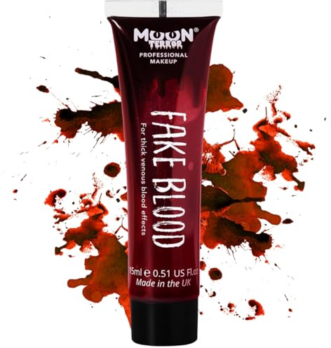 Pro FX Fake Blood Gel by Moon Terror | 15ml | SFX Make up for Halloween | Washable Fake Blood for Halloween Special Effects Makeup For Face Fake Blood for Halloween