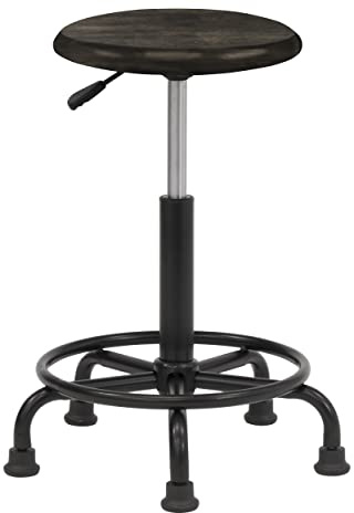 SD Studio Designs, Adjustable Height 19.25-26 H, Foot Ring Retro Sitting Stool, Distressed Black