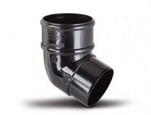 Black Half 112mm Round Plastic UPVC Guttering 68mm Downpipes Rainwater Fittings (112 Degree Offset)