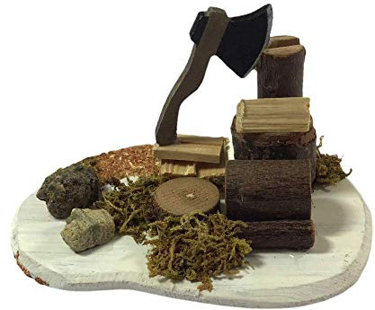 Dolls House Axe Chopping Wood Logs Miniature Garden Yard Work Accessory 1:12