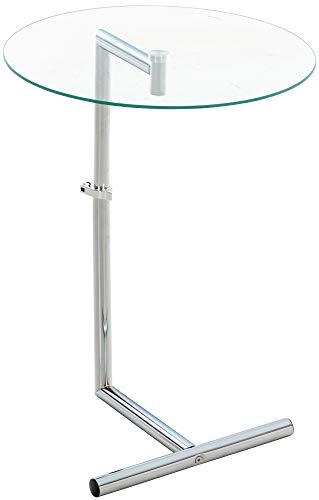 CLP Glastisch Safi Mit Einer Runden Tischplatte Aus Sicherheitsglas I Stehtisch Mit Metallgestell In Chrom-Optik, Farbe:klarglas