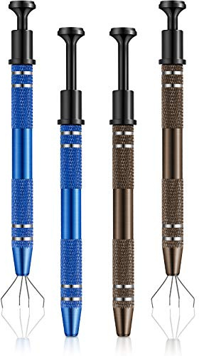 Honoson 4 Pcs Piercing Ball Grabber Tool for Changing Jewelry 4-claw Piercing Changing Tool 4 Prongs Jeweler's Pick up Tools Stainless Steel for Jewelry Earring Electronic (Bronze and Blue)
