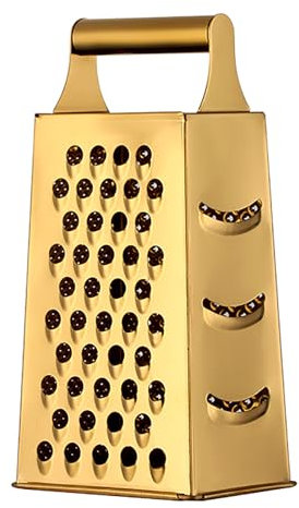 Buyer Star Stainless Steel 4-Sided Grater, 9.37 Inch Multifunctional Cheese Grater, Suitable for Vegetables,Vegetable Grater, Zester, Dishwasher Safe (Gold)